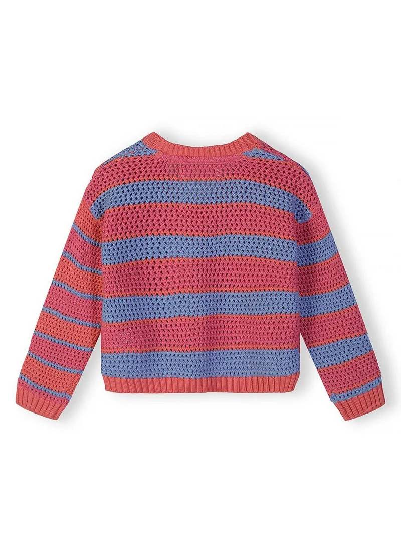 مينوتي Girls cotton cardigan pastel coral stripes lightweight 3 months to 7 years